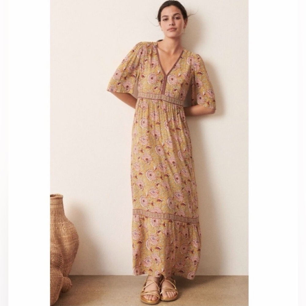 ba&sh NWT‎ Valley Floral Maxi Dress in Yellow and Pink Boho Cottagecore